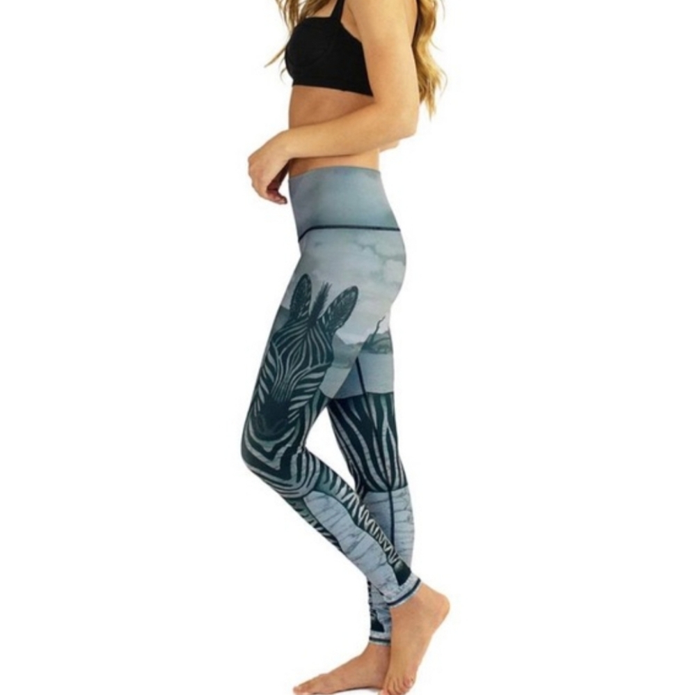 RE3 Zebra Print Leggings High Rise Hot Pants Large